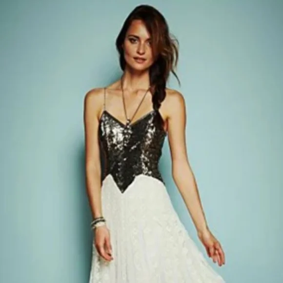 Rare Free People Kristin's Limited Edition Glamour Dress Sequin Lace - 10